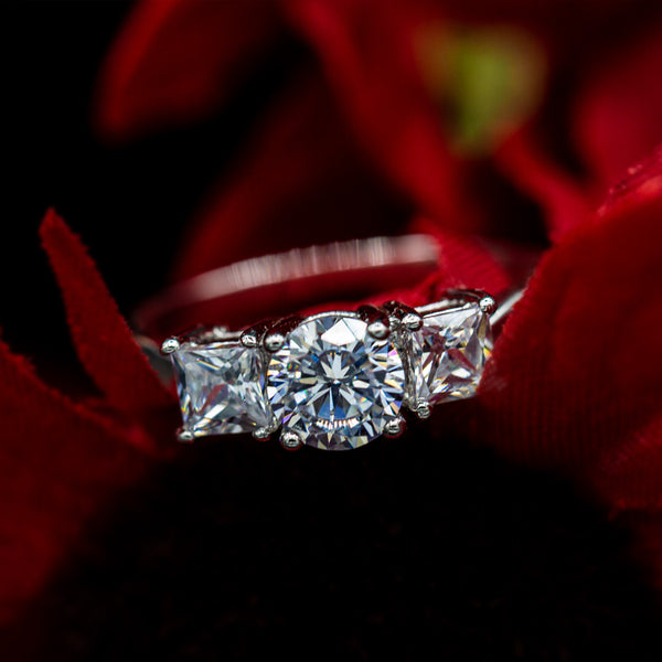 Princess Cut Sterling Silver Engagement Ring - 06AS98